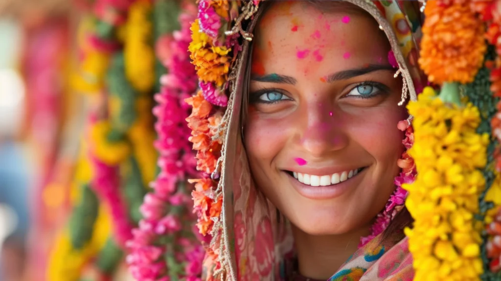 A participant of the Holi festival of colors.